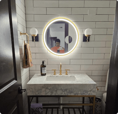 Modern living room with leather sofas